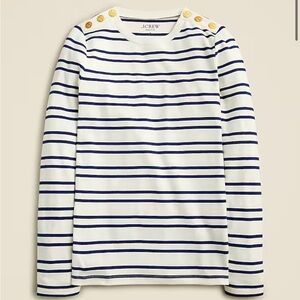 NWT J. Crew Perfect-fit long-sleeve crewneck T-shirt with lion buttons